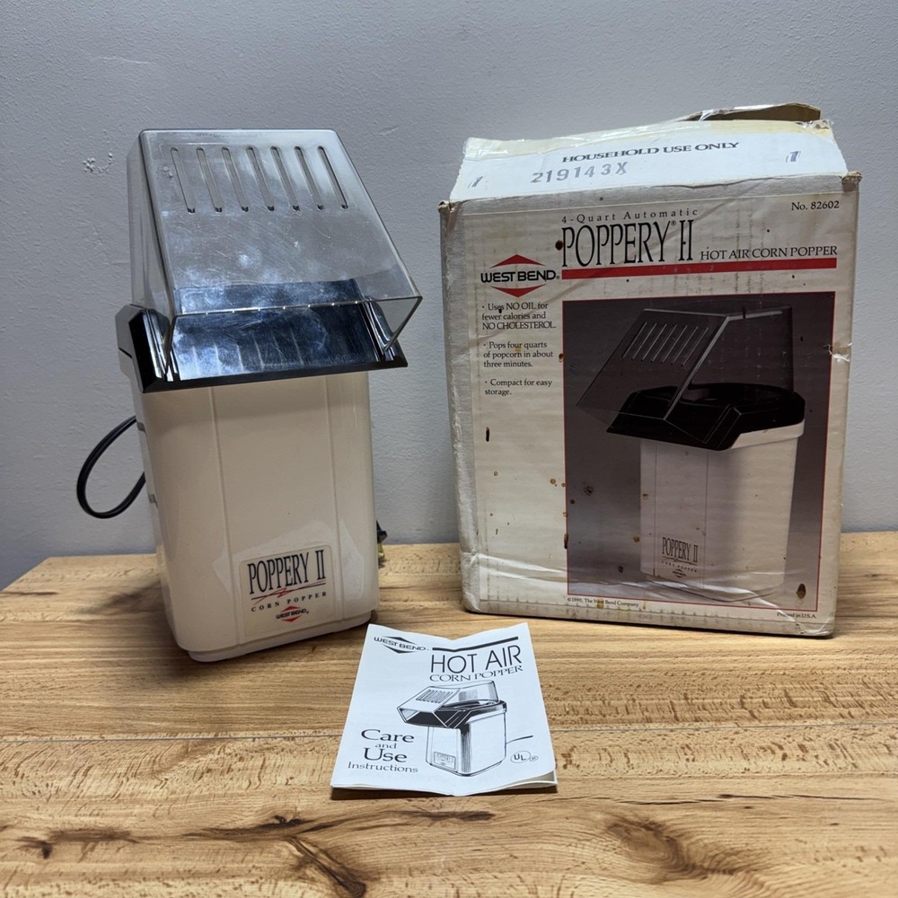 Vintage West Bend Poppery II Hot Air Popcorn Popper with Original Box Mo. 82602